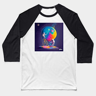 Cute Astronauts Painting The Moon Baseball T-Shirt